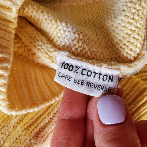 La Relle Women's Yellow and White Short Sleeve Embellished Vintage Sweater MED - Picture 5 of 16